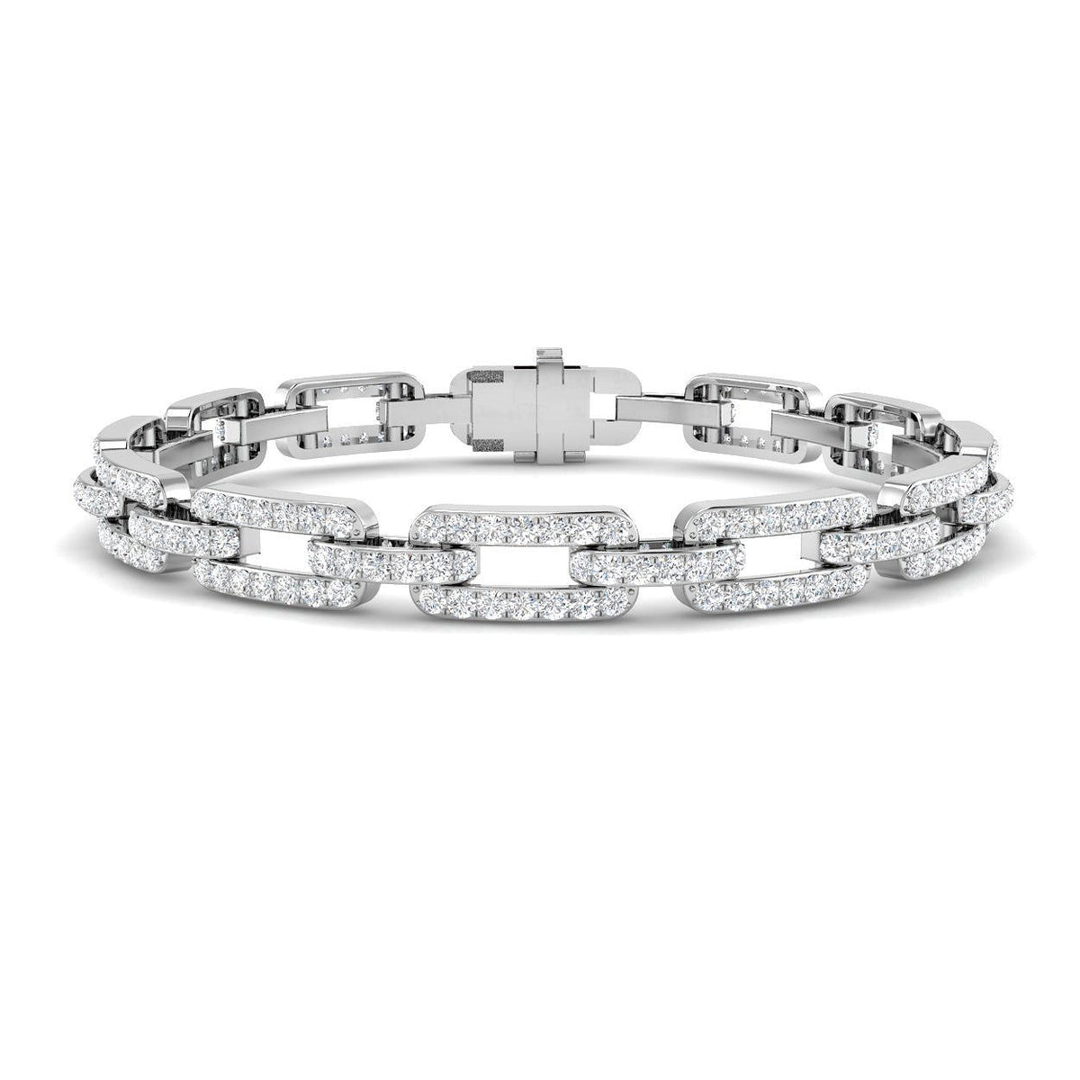 Luxury Natural Round Cut Diamond Paperclip Link Bracelet with Box Clasp in 10K/14K gold and platinum with certified lab-grown or natural diamonds