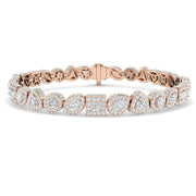 Multi Shape Solitaire Natural Diamond Halo Tennis Bracelet with Box Clasp in 10K/14K gold and platinum with certified lab-grown or natural diamonds
