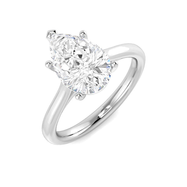 Pear Shape Natural & Lab Grown Diamond Solitaire Ring | 10K & 14K Gold, Platinum