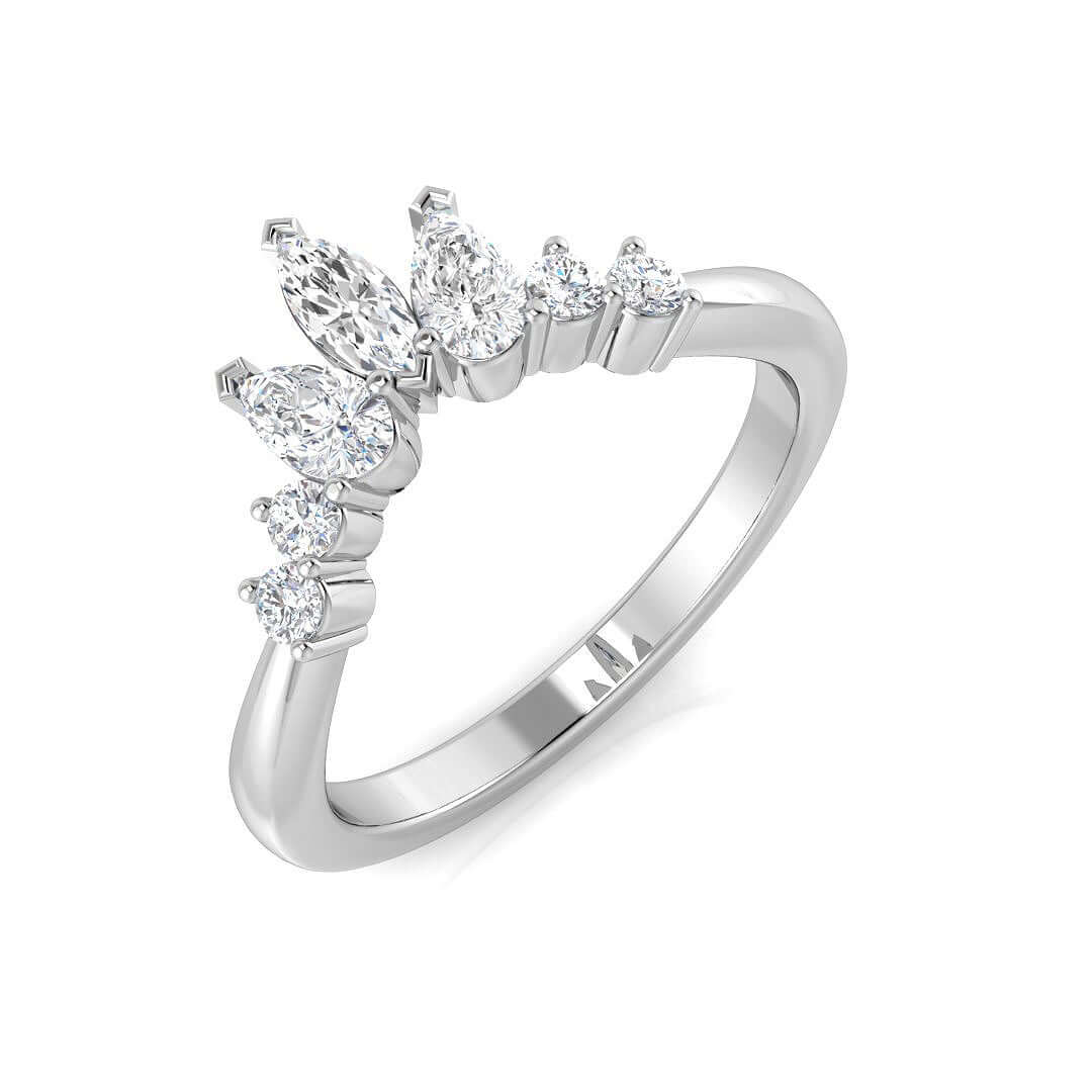 Multi Diamond Wishbone Ring in 10K/14K gold and platinum with certified lab-grown or natural diamonds
