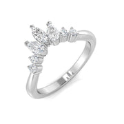 Multi Diamond Wishbone Ring in 10K/14K gold and platinum with certified lab-grown or natural diamonds