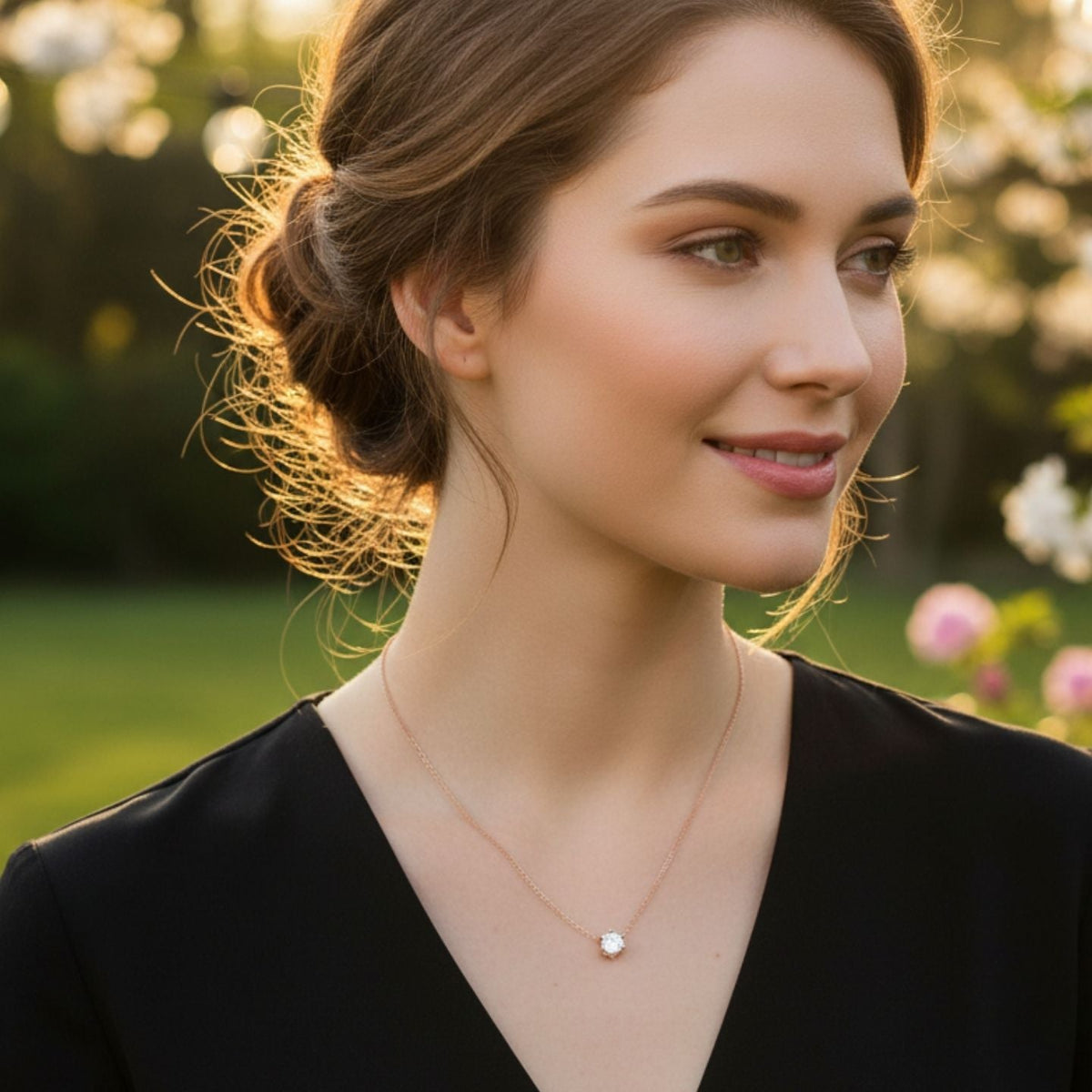 Minimal Diamond Necklace in 10K/14K gold and platinum with certified lab-grown or natural diamonds