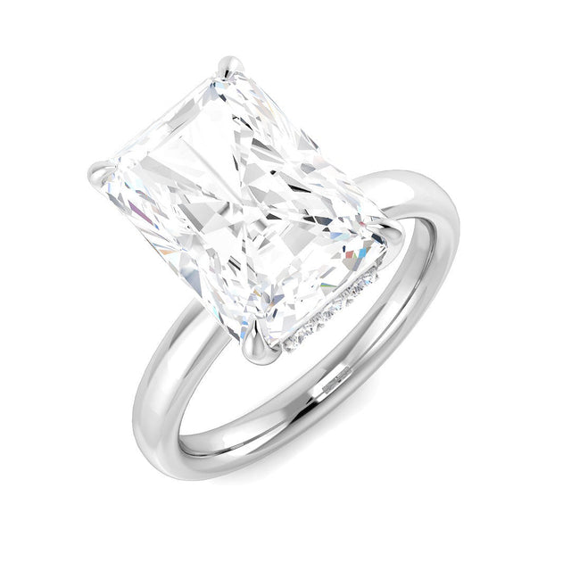 Radiant & Round Hidden Halo Diamond Ring | 10K & 14K Gold, Platinum