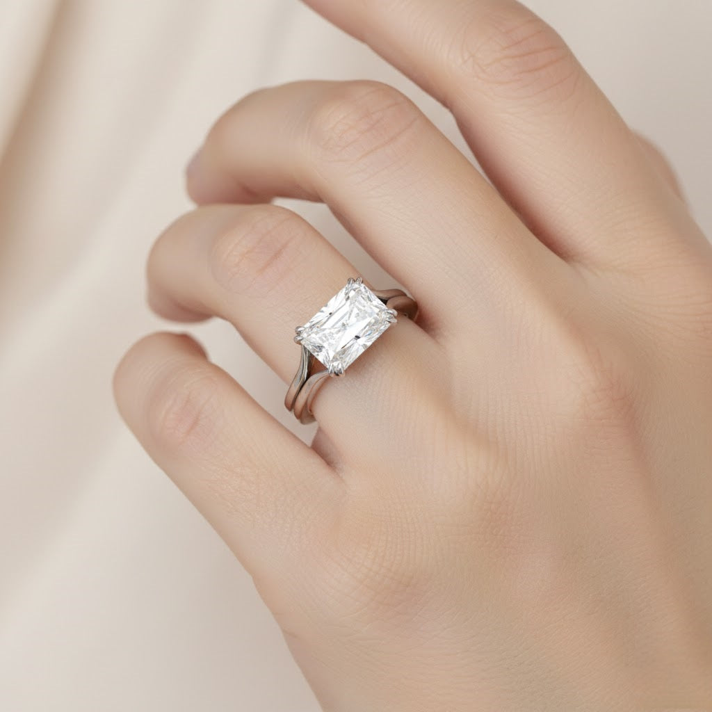Radiant Cut Diamond Engagement Ring in 10K/14K gold and platinum with certified lab-grown or natural diamonds