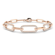 Platinum Natural Diamond Rectangular Link Bracelet with Pave Accents & Lobster Clasp in 10K/14K gold and platinum with certified lab-grown or natural diamonds