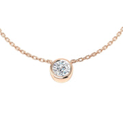 Round Diamond Solitaire Pendant Necklace in 10K/14K gold and platinum with certified lab-grown or natural diamonds