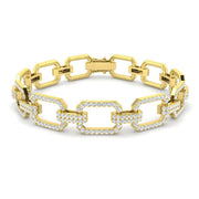 Luxury Round Cut Lab Grown Diamond Paperclip Bracelet with Box Clasp in 10K/14K gold and platinum with certified lab-grown or natural diamonds