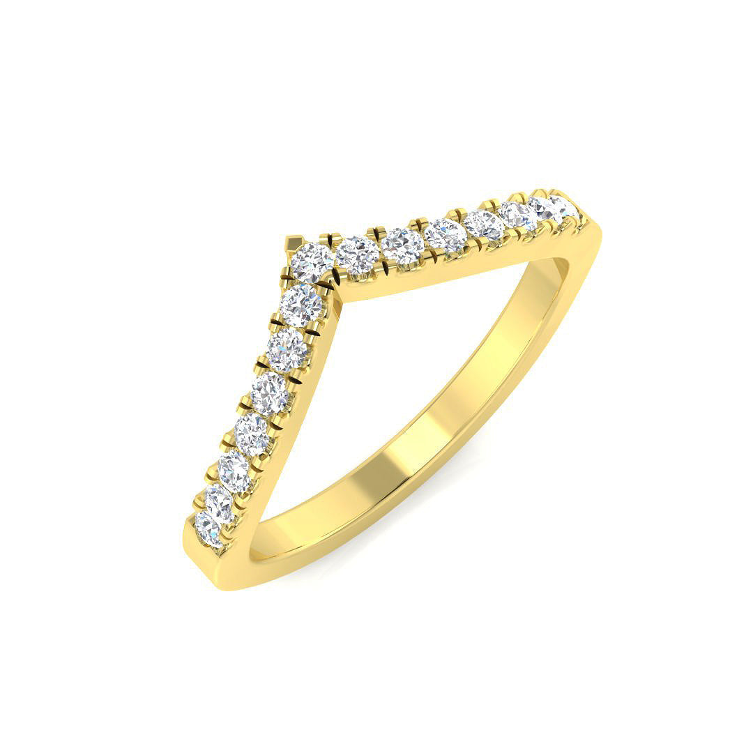 Claw Set V Shape Diamond Chevron Ring in 10K/14K gold and platinum with certified lab-grown or natural diamonds