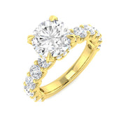 Round Diamond Engagement Ring with Side Stones in 10K/14K gold and platinum with certified lab-grown or natural diamonds