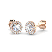 Halo Stud Earrings - 0.50 Carat Slinky Round Micro Pave Border in 10K/14K gold and platinum with certified lab-grown or natural diamonds