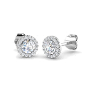 Halo Stud Earrings - 0.50 Carat Slinky Round Micro Pave Border in 10K/14K gold and platinum with certified lab-grown or natural diamonds