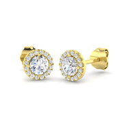 Halo Stud Earrings - 0.50 Carat Slinky Round Micro Pave Border in 10K/14K gold and platinum with certified lab-grown or natural diamonds