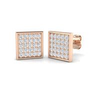 0.5ct Square Pave Cluster Diamond Stud Earrings in 10K/14K gold and platinum with certified lab-grown or natural diamonds
