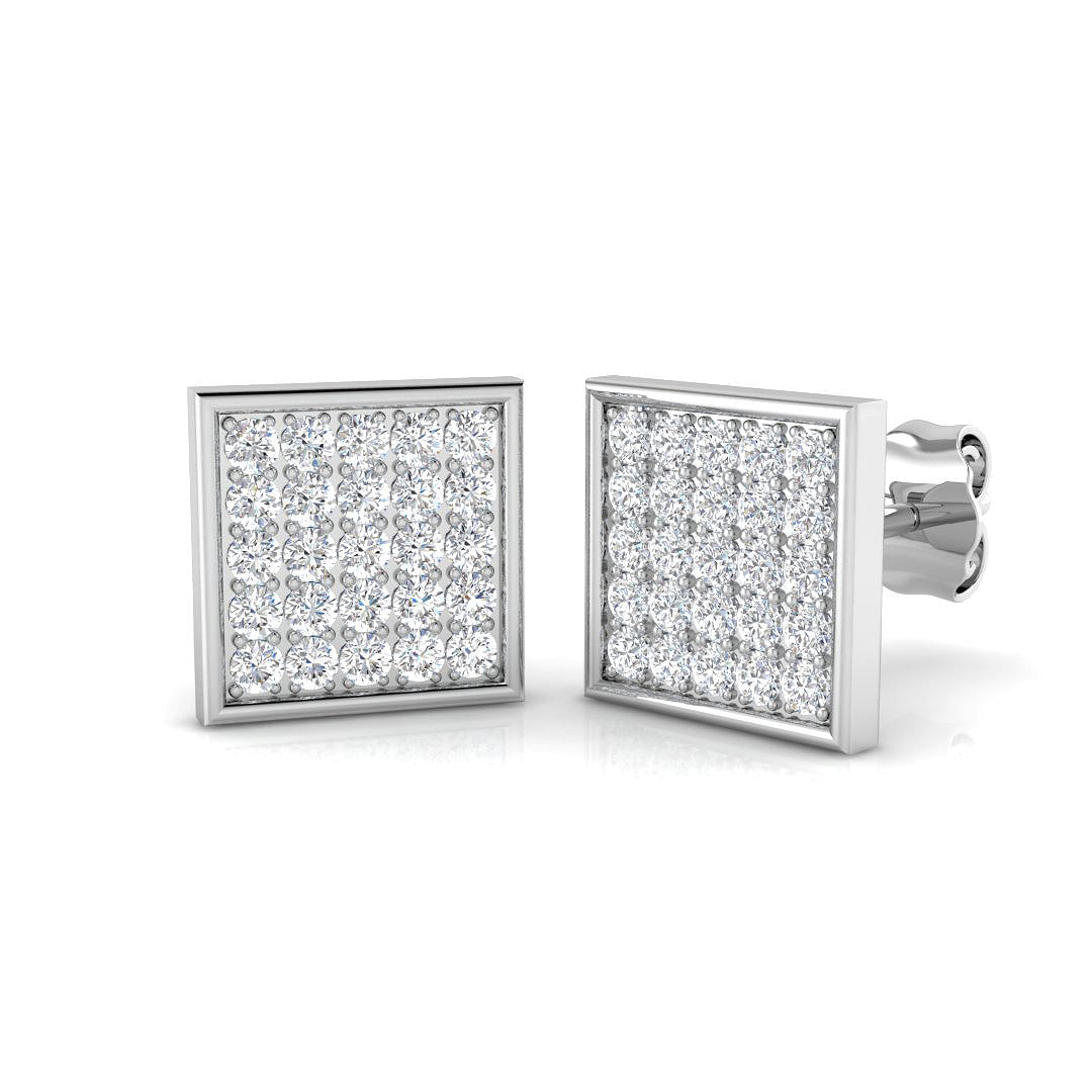 0.5ct Square Pave Cluster Diamond Stud Earrings in 10K/14K gold and platinum with certified lab-grown or natural diamonds