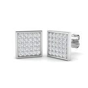 0.5ct Square Pave Cluster Diamond Stud Earrings in 10K/14K gold and platinum with certified lab-grown or natural diamonds