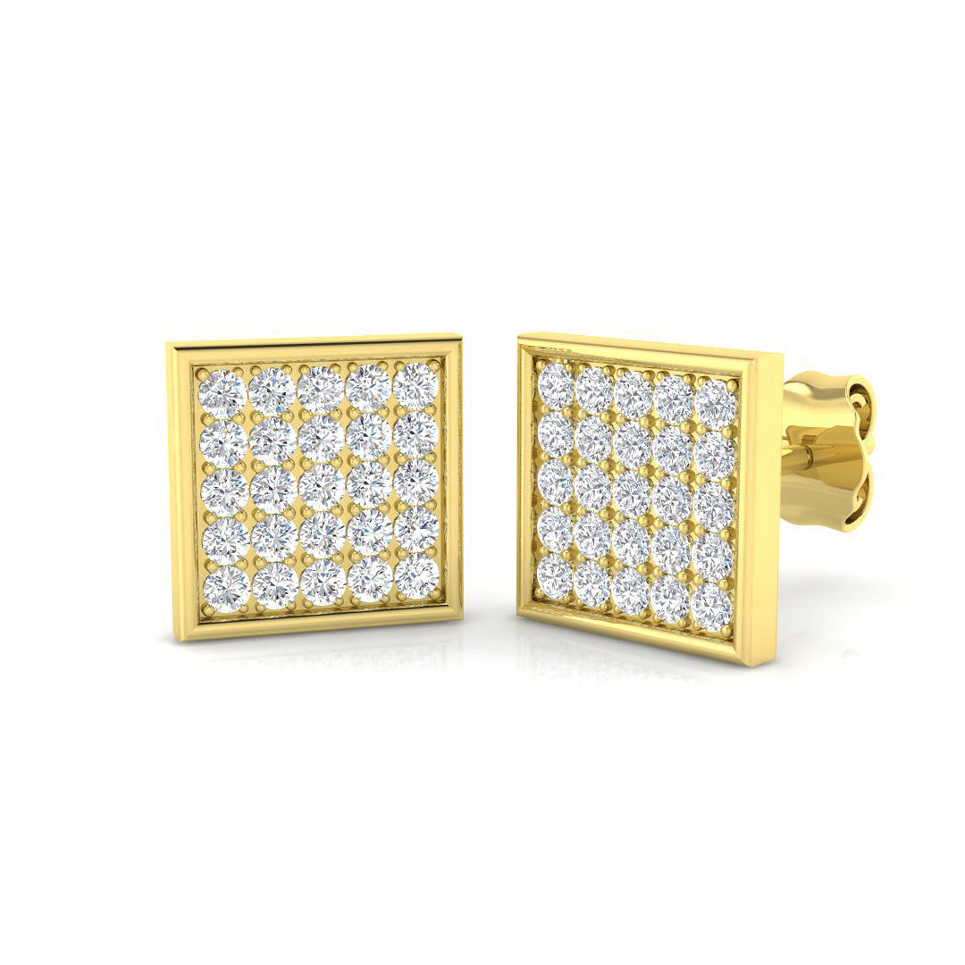 0.5ct Square Pave Cluster Diamond Stud Earrings in 10K/14K gold and platinum with certified lab-grown or natural diamonds