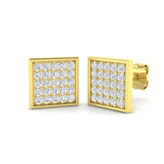 0.5ct Square Pave Cluster Diamond Stud Earrings in 10K/14K gold and platinum with certified lab-grown or natural diamonds