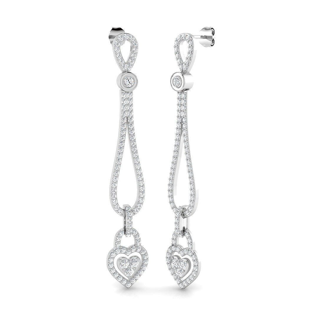 Dew Luxury 2ct Gold Drop & Trilogy Diamond Earrings for Elegance in 10K/14K gold and platinum with certified lab-grown or natural diamonds