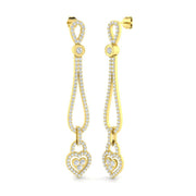 Dew Luxury 2ct Gold Drop & Trilogy Diamond Earrings for Elegance in 10K/14K gold and platinum with certified lab-grown or natural diamonds