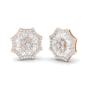 Stud Earrings with Star Sunburst Diamond Cluster - 1.5ct Solid in 10K/14K gold and platinum with certified lab-grown or natural diamonds