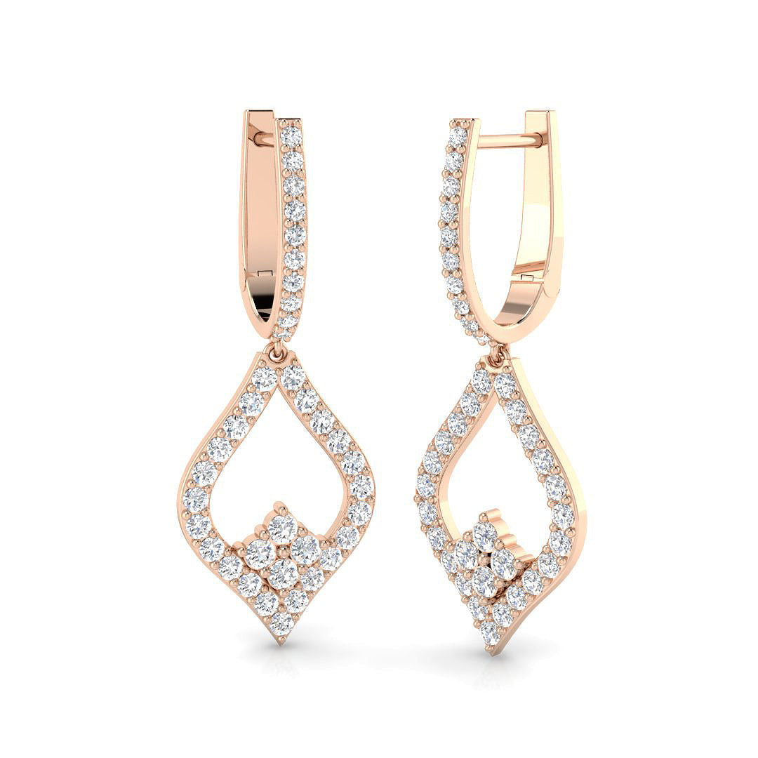 Deeyy Luxury Gold Diamond Drop & Trilogy Earrings, 1ct Elegant Design in 10K/14K gold and platinum with certified lab-grown or natural diamonds