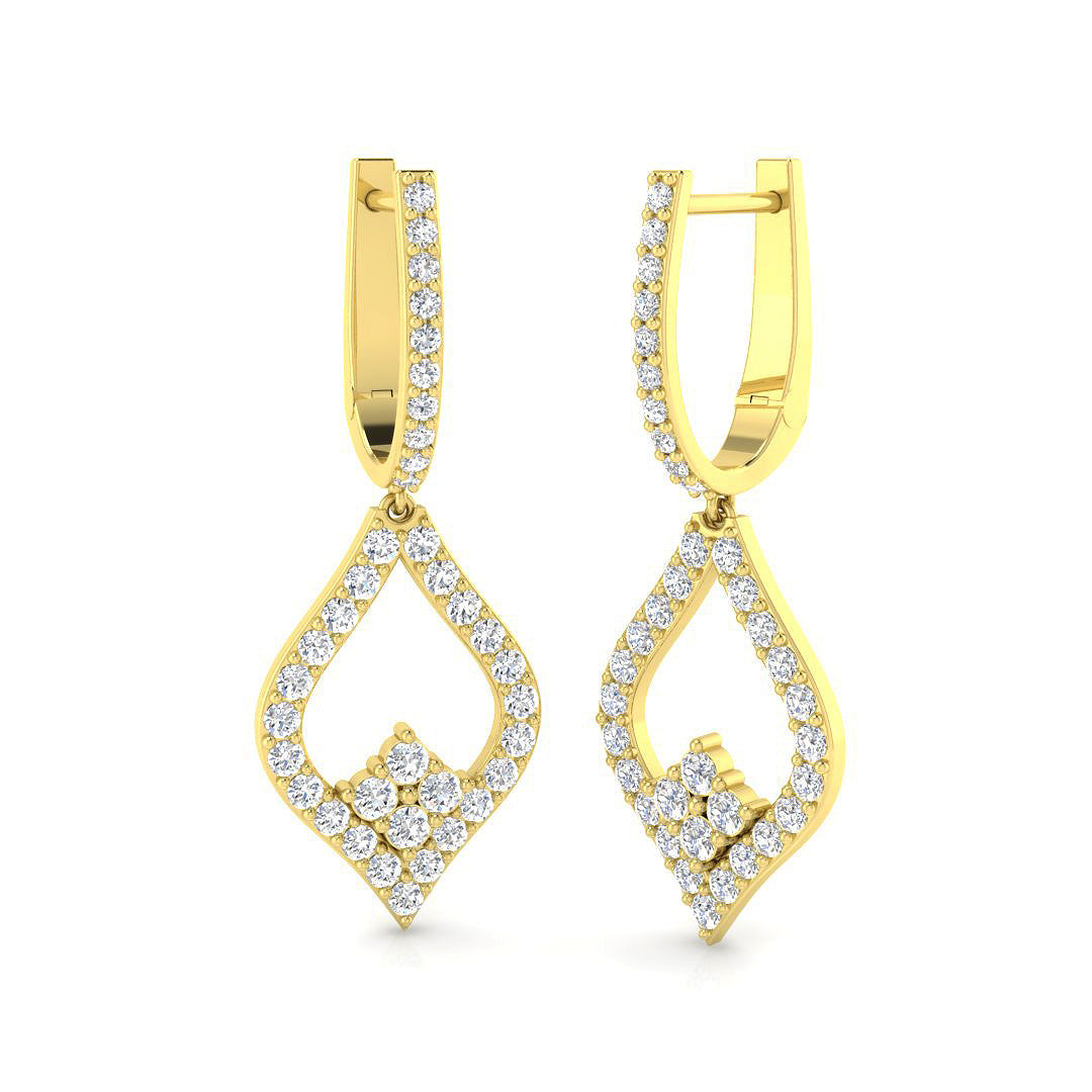 Deeyy Luxury Gold Diamond Drop & Trilogy Earrings, 1ct Elegant Design in 10K/14K gold and platinum with certified lab-grown or natural diamonds