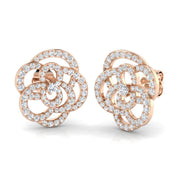 Elegant 0.50Ct Diamond Camellia Flower Stud Earrings in in 10K/14K gold and platinum with certified lab-grown or natural diamonds