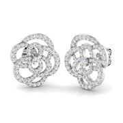 Elegant 0.50Ct Diamond Camellia Flower Stud Earrings in in 10K/14K gold and platinum with certified lab-grown or natural diamonds
