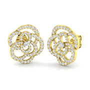 Elegant 0.50Ct Diamond Camellia Flower Stud Earrings in in 10K/14K gold and platinum with certified lab-grown or natural diamonds