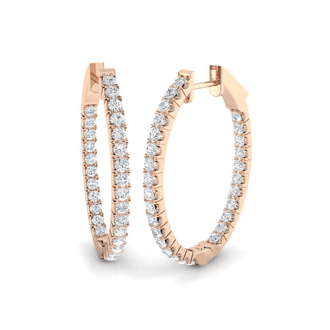 1.75 Ct Round Diamond Hoop Earrings in 10K/14K gold and platinum with certified lab-grown or natural diamonds