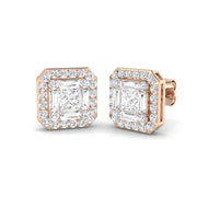 Gold Baguette and Brilliant Diamond Earrings in 10K/14K gold and platinum with certified lab-grown or natural diamonds