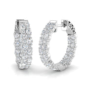 Luxury Multi-Row Prong Set Hoop Earrings in 10K/14K gold and platinum with certified lab-grown or natural diamonds