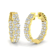 Luxury Multi-Row Prong Set Hoop Earrings in 10K/14K gold and platinum with certified lab-grown or natural diamonds
