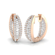 Hoop Earrings with Tapered Multi Row Diamonds - 1.25ct in 10K/14K gold and platinum with certified lab-grown or natural diamonds