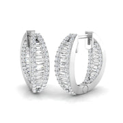 Hoop Earrings with Tapered Multi Row Diamonds - 1.25ct in 10K/14K gold and platinum with certified lab-grown or natural diamonds
