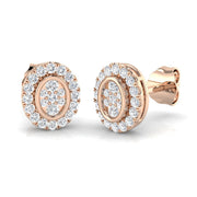 Round Halo Cluster Diamond Stud Earrings in 10K/14K gold and platinum with certified lab-grown or natural diamonds