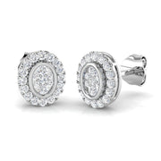 Round Halo Cluster Diamond Stud Earrings in 10K/14K gold and platinum with certified lab-grown or natural diamonds