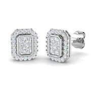 Round Halo Diamond Cluster Stud Earrings in 10K/14K gold and platinum with certified lab-grown or natural diamonds