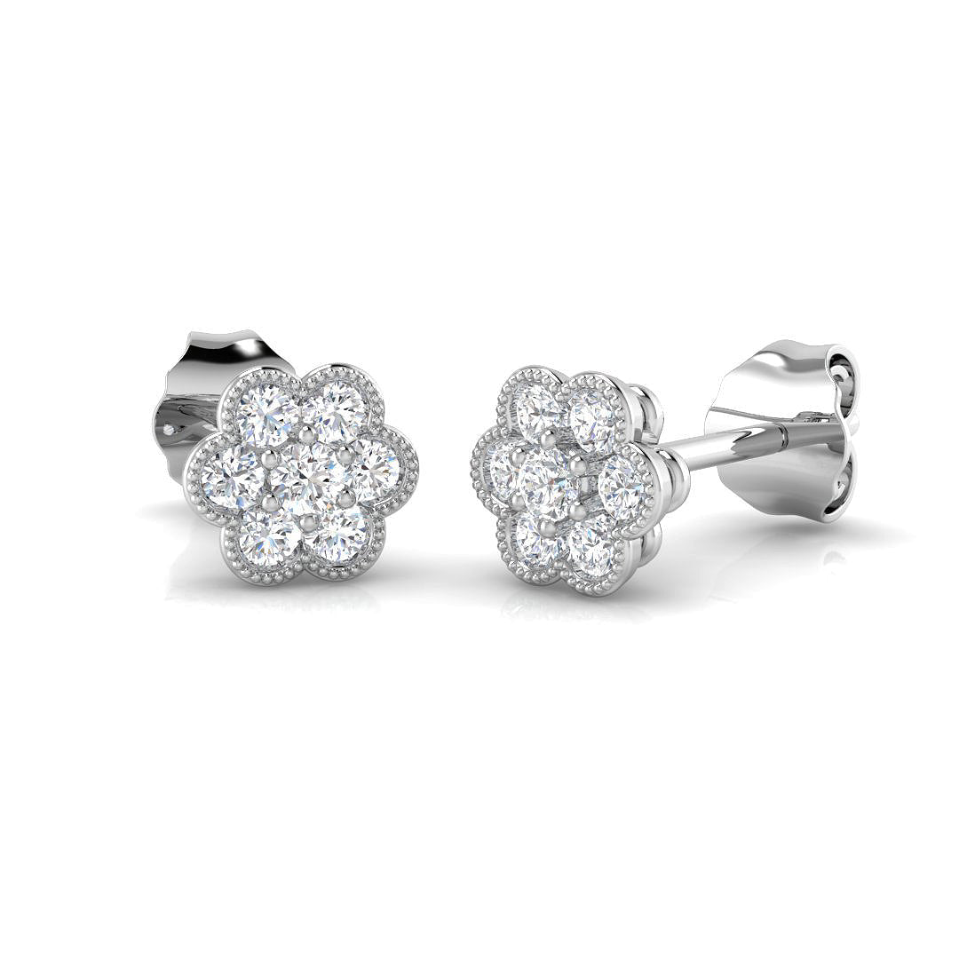 Round Diamnd Vintage Earrings Crafted in Gold 0.25ct - Elegant Luxury Jewelry in 10K/14K gold and platinum with certified lab-grown or natural diamonds