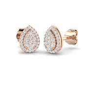 Pear Shape Diamond Cluster Stud Earrings in 10K/14K gold and platinum with certified lab-grown or natural diamonds