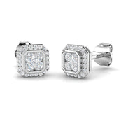 Lab/Natural Diamond Cluster Stud Earrings in 10K/14K gold and platinum with certified lab-grown or natural diamonds