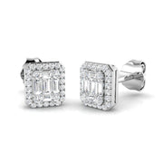 Stud Earrings with Octagon Diamond Halo Cluster - 0.25ct to 1.5ct in 10K/14K gold and platinum with certified lab-grown or natural diamonds