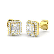 Stud Earrings with Octagon Diamond Halo Cluster - 0.25ct to 1.5ct in 10K/14K gold and platinum with certified lab-grown or natural diamonds