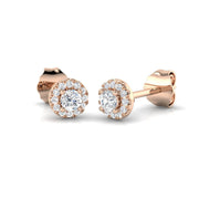Polly Halo Gold Diamond Earrings in 10K/14K gold and platinum with certified lab-grown or natural diamonds
