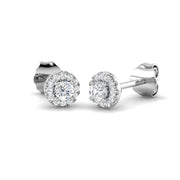 Polly Halo Gold Diamond Earrings in 10K/14K gold and platinum with certified lab-grown or natural diamonds