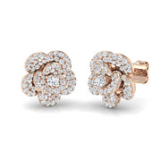 Sparkly 0.50Ct Diamond Rose Flower Stud Earrings in in 10K/14K gold and platinum with certified lab-grown or natural diamonds