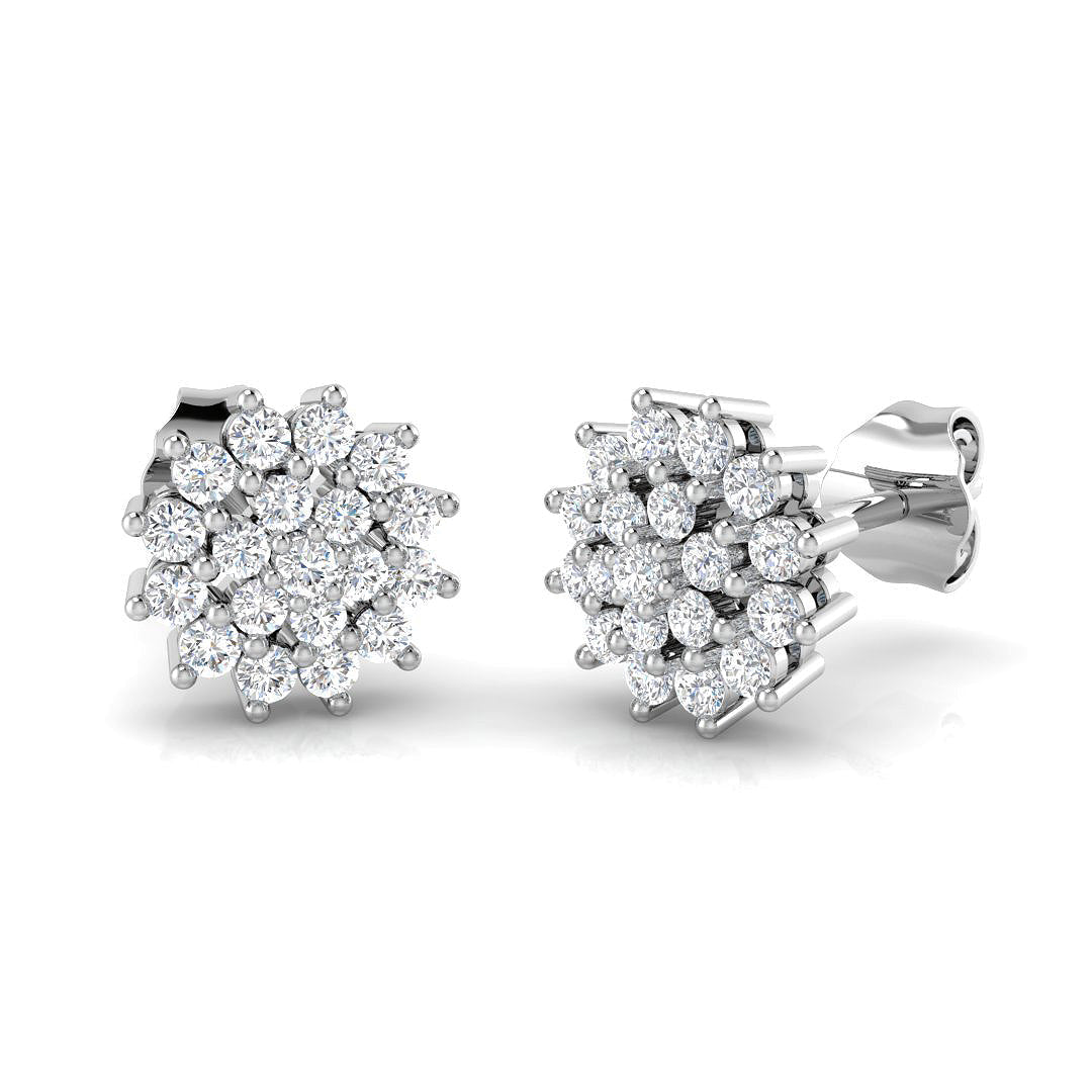Cluster Diamond Stud Earrings in 10K/14K gold and platinum with certified lab-grown or natural diamonds