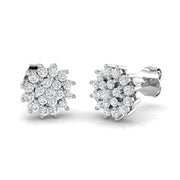Cluster Diamond Stud Earrings in 10K/14K gold and platinum with certified lab-grown or natural diamonds