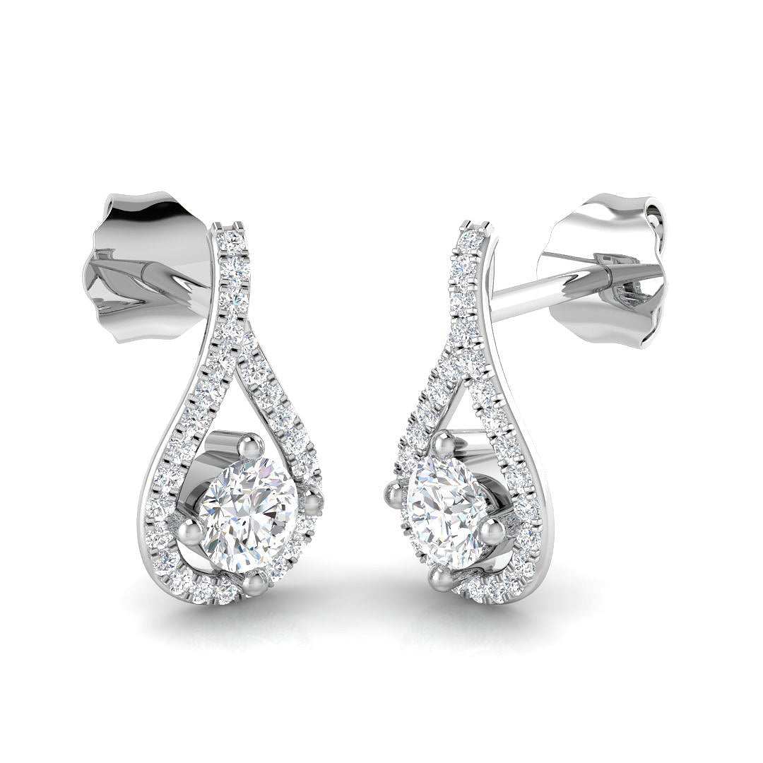 Engly Gold Drop & Trilogy Diamond Earrings - 0.25ct Luxury Jewelry in 10K/14K gold and platinum with certified lab-grown or natural diamonds