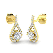 Engly Gold Drop & Trilogy Diamond Earrings - 0.25ct Luxury Jewelry in 10K/14K gold and platinum with certified lab-grown or natural diamonds
